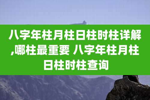 八字年柱月柱日柱时柱详解,哪柱最重要 八字年柱月柱日柱时柱查询