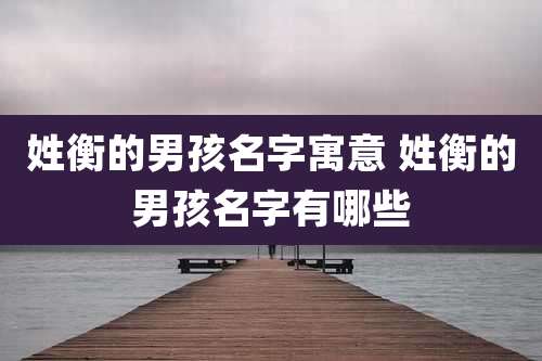 姓衡的男孩名字寓意 姓衡的男孩名字有哪些