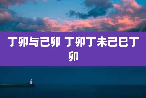 丁卯与己卯 丁卯丁未己巳丁卯