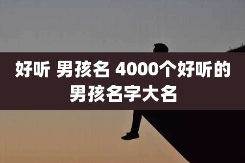 好听 男孩名 4000个好听的男孩名字大名