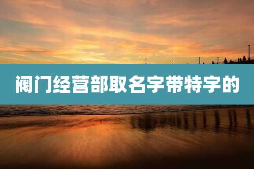 阀门经营部取名字带特字的