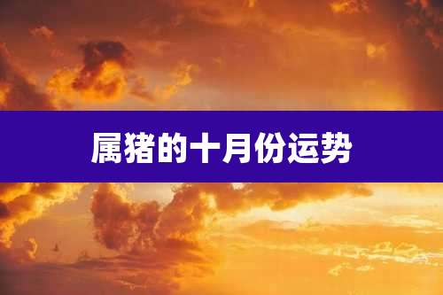 属猪的十月份运势