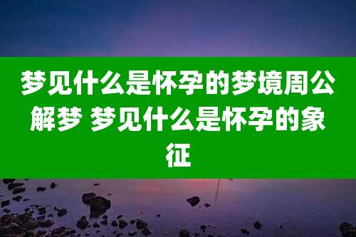 梦见什么是怀孕的梦境周公解梦 梦见什么是怀孕的象征