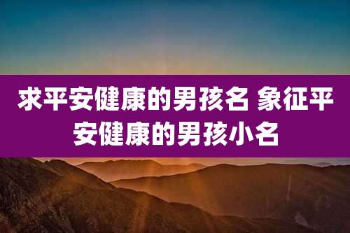 求平安健康的男孩名 象征平安健康的男孩小名