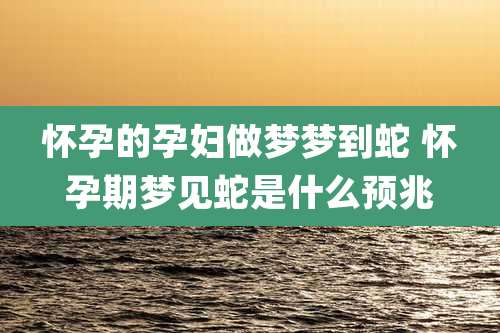 怀孕的孕妇做梦梦到蛇 怀孕期梦见蛇是什么预兆