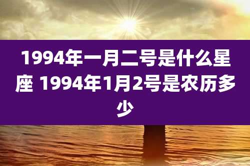 1994年一月二号是什么星座 1994年1月2号是农历多少