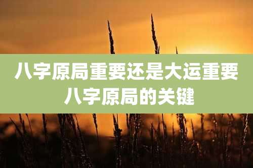 八字原局重要还是大运重要 八字原局的关键