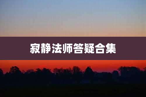 寂静法师答疑合集