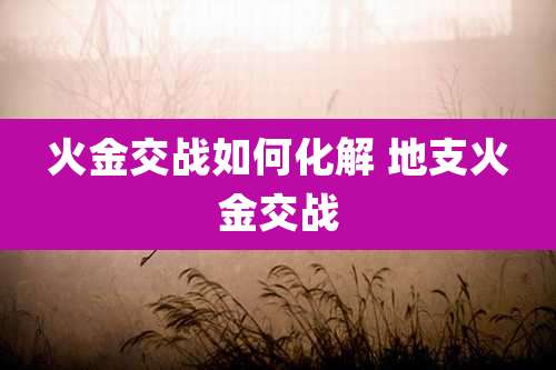 火金交战如何化解 地支火金交战