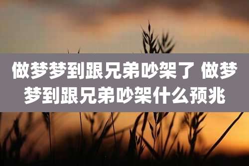 做梦梦到跟兄弟吵架了 做梦梦到跟兄弟吵架什么预兆