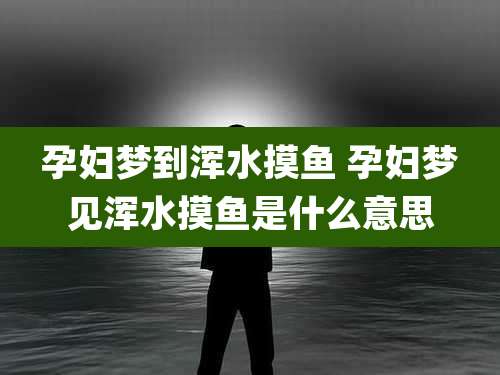 孕妇梦到浑水摸鱼 孕妇梦见浑水摸鱼是什么意思