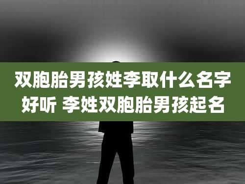 双胞胎男孩姓李取什么名字好听 李姓双胞胎男孩起名