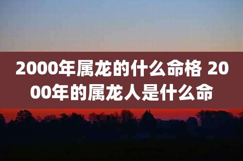 2000年属龙的什么命格 2000年的属龙人是什么命