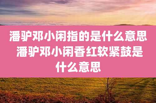 潘驴邓小闲指的是什么意思 潘驴邓小闲香红软紧鼓是什么意思
