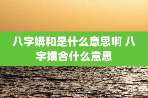 八字媾和是什么意思啊 八字媾合什么意思