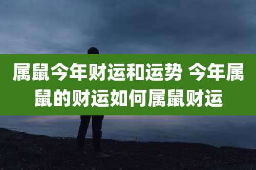 属鼠今年财运和运势 今年属鼠的财运如何属鼠财运