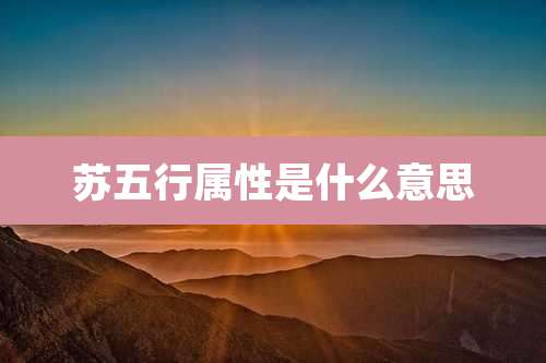 苏五行属性是什么意思