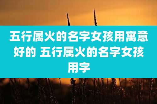 五行属火的名字女孩用寓意好的 五行属火的名字女孩用字