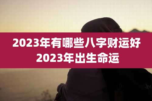 2023年有哪些八字财运好 2023年出生命运