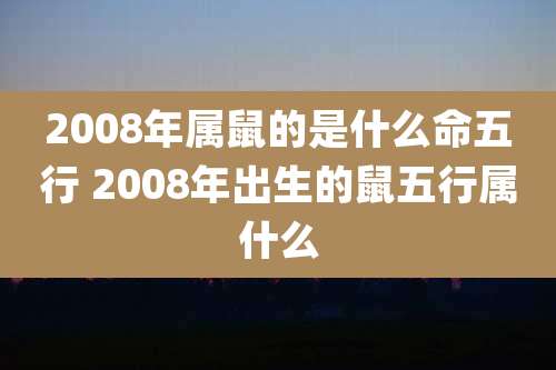 2008年属鼠的是什么命五行 2008年出生的鼠五行属什么