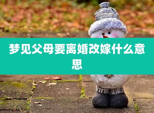 梦见父母要离婚改嫁什么意思