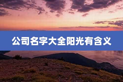 公司名字大全阳光有含义