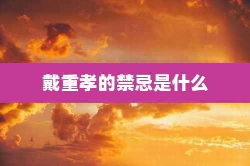 戴重孝的禁忌是什么