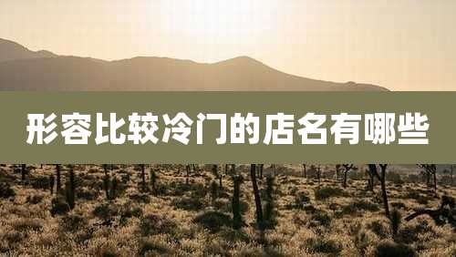 形容比较冷门的店名有哪些