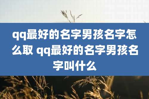 qq最好的名字男孩名字怎么取 qq最好的名字男孩名字叫什么
