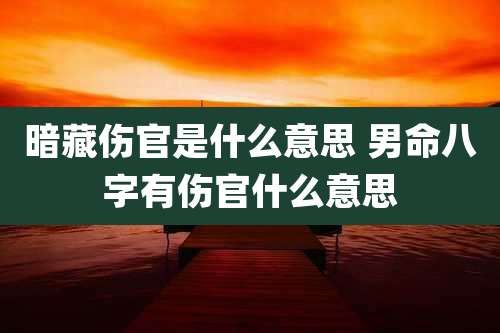 暗藏伤官是什么意思 男命八字有伤官什么意思