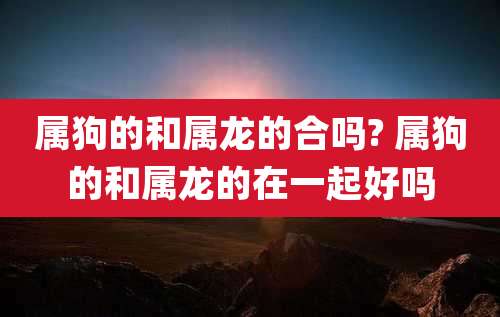属狗的和属龙的合吗? 属狗的和属龙的在一起好吗