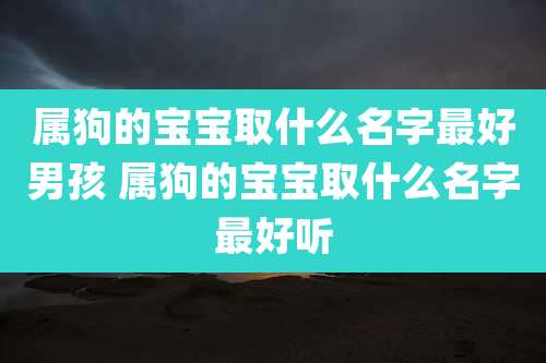 属狗的宝宝取什么名字最好男孩 属狗的宝宝取什么名字最好听