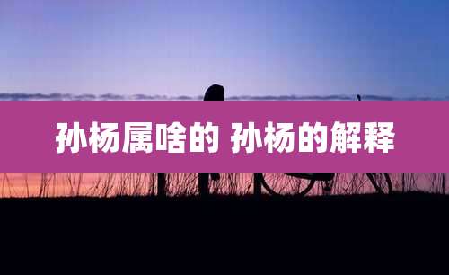 孙杨属啥的 孙杨的解释