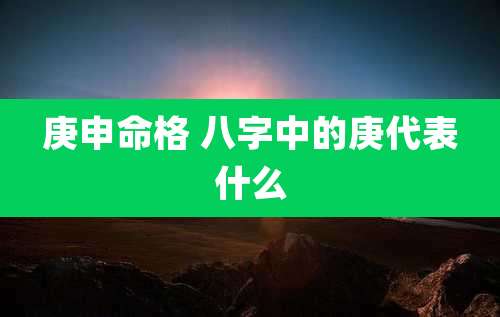 庚申命格 八字中的庚代表什么