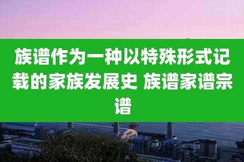 族谱作为一种以特殊形式记载的家族发展史 族谱家谱宗谱