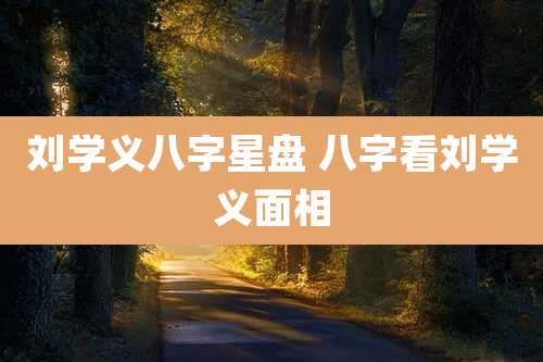 刘学义八字星盘 八字看刘学义面相