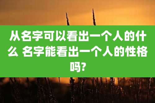 从名字可以看出一个人的什么 名字能看出一个人的性格吗?