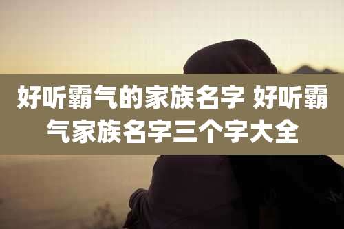 好听霸气的家族名字 好听霸气家族名字三个字大全