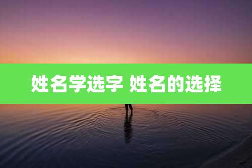 姓名学选字 姓名的选择