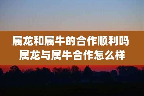 属龙和属牛的合作顺利吗 属龙与属牛合作怎么样