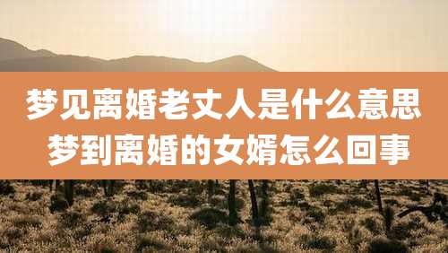 梦见离婚老丈人是什么意思 梦到离婚的女婿怎么回事