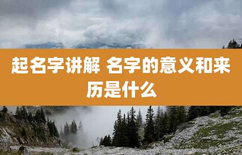 起名字讲解 名字的意义和来历是什么