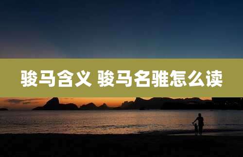 骏马含义 骏马名骓怎么读