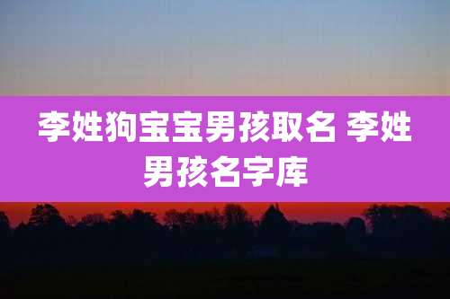 李姓狗宝宝男孩取名 李姓男孩名字库