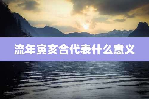 流年寅亥合代表什么意义