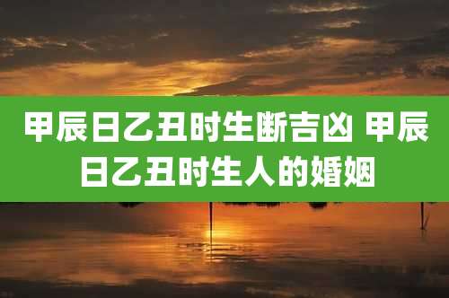 甲辰日乙丑时生断吉凶 甲辰日乙丑时生人的婚姻