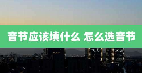 音节应该填什么 怎么选音节