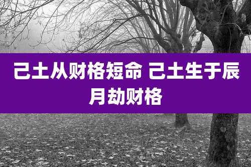 己土从财格短命 己土生于辰月劫财格