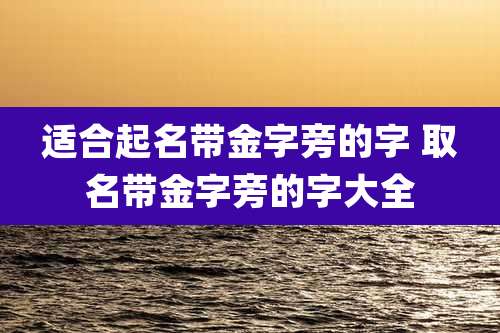 适合起名带金字旁的字 取名带金字旁的字大全