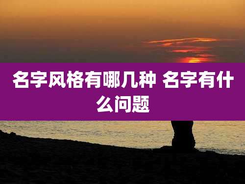 名字风格有哪几种 名字有什么问题
